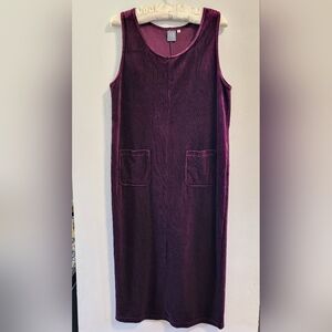 L IVY 90s Velvet Overall Dress Jumper Stripped Velvet Whimsigoth Grunge Layering